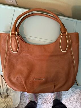 Michael Kors Cognac Leather Tote with Gold Hardware